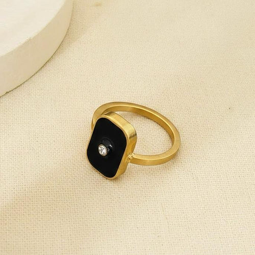 Black Enamel Signet Ring