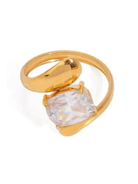 Crystal Solitaire Open Ring