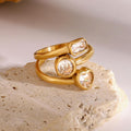 Triple Stone Open Ring