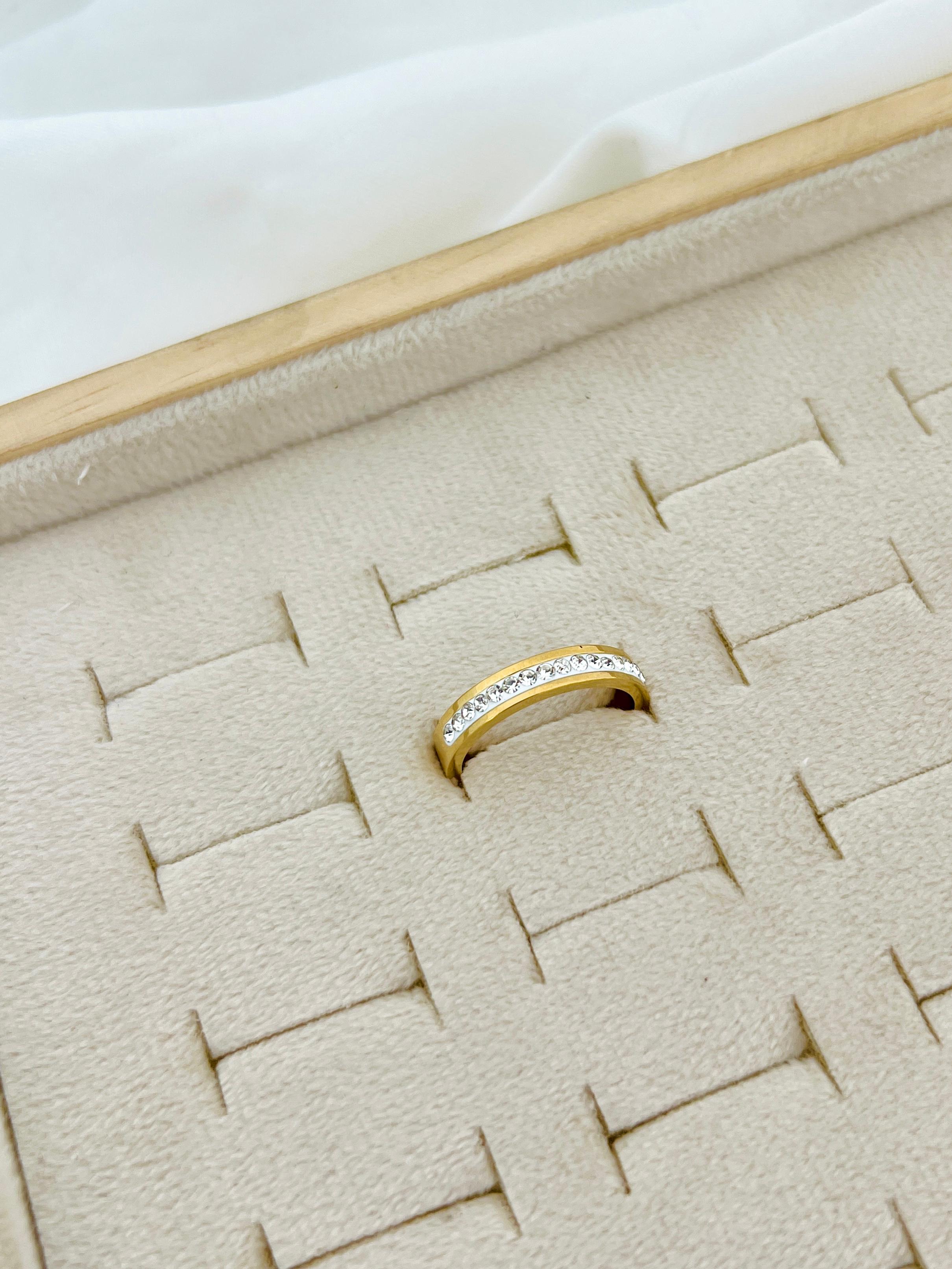 Channel Set Crystal Band Ring