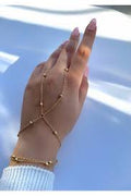 Dainty Gold Bead Hand Chain Ringlet