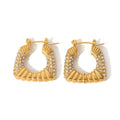 Pavé Crystal Square Hoop Earrings - 18K Gold Plated