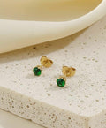 Solitaire Crystal Stud Earrings - Crystal White