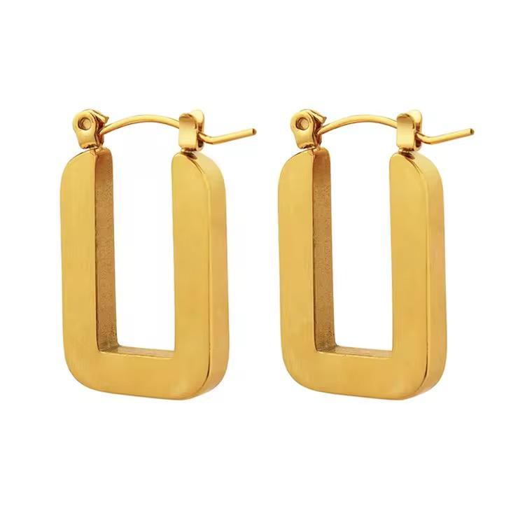 Chunky Rectangle Hoop Earrings - Product Shot