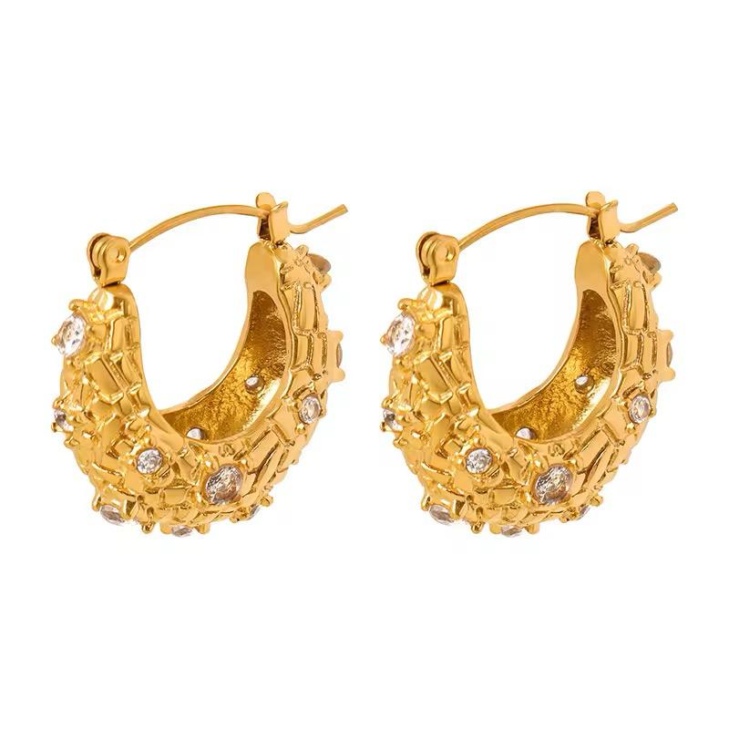 Woven Crystal Hoop Earrings - Detail Shot