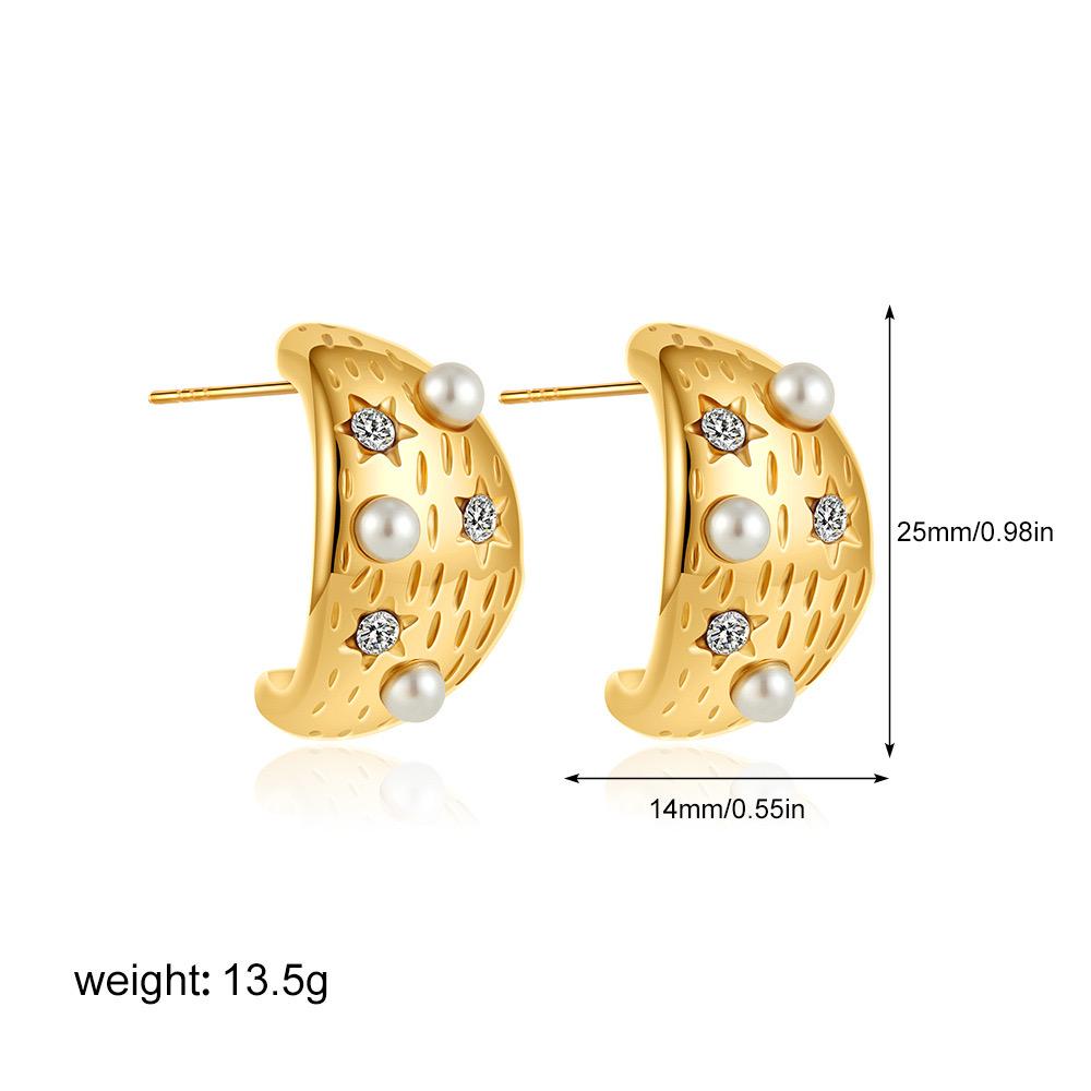 Pearl & Crystal Star C-Hoop Earrings - Lifestyle