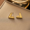 Gold V-Shape Stud Earrings - 18K Gold Plated